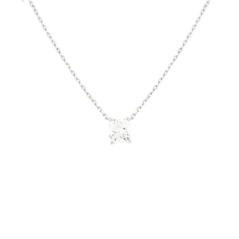 Collier diamant coussin 1.22 carat or blanc 3.38g Comme neuf -  reconditionné disponible sur Gemme Les Bijoux